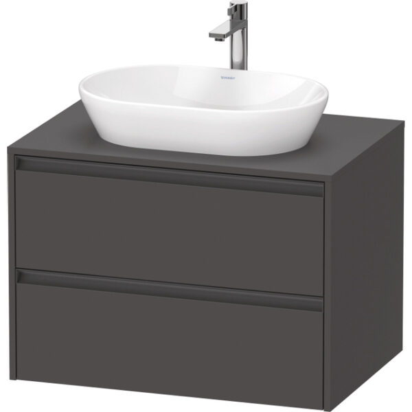 duravit ketho 2 wastafelonderbouwkast incl. consoleplaat met 2 laden 80x55x56.8cm met handgrepen antraciet grafiet mat sw771852