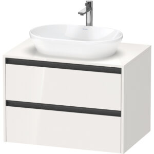 duravit ketho 2 wastafelonderbouwkast incl. consoleplaat met 2 laden 80x55x56.8cm met handgrepen antraciet hoogglans wit sw772023