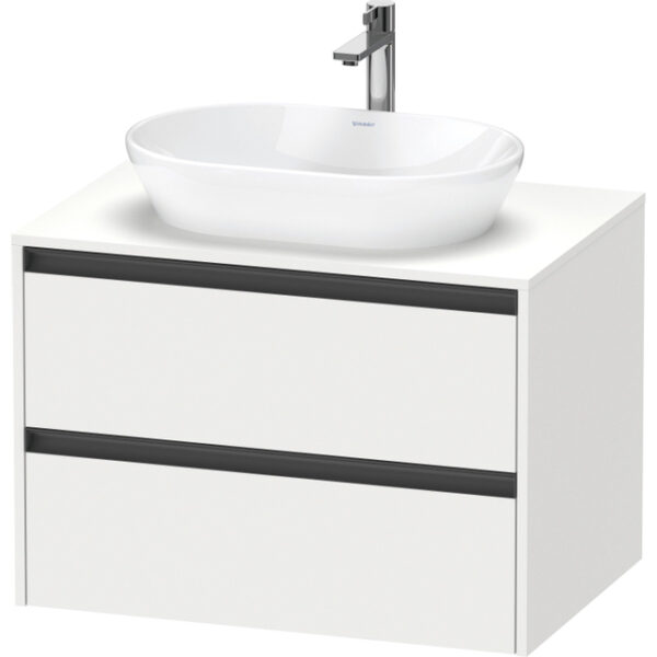 Duravit Ketho 2 wastafelonderbouwkast incl. consoleplaat met 2 laden 80x55x56.8cm met handgrepen antraciet wit mat K24895018180000