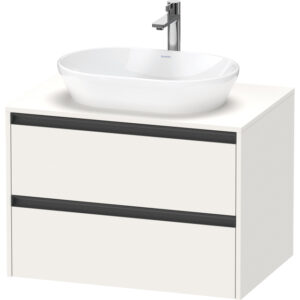 Duravit Ketho 2 wastafelonderbouwkast incl. consoleplaat met 2 laden 80x55x56.8cm met handgrepen antraciet wit supermat K24895084840000