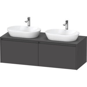 Duravit Ketho 2 wastafelonderbouwkast incl. consoleplaat met 2 laden voor dubbele waskommen 140x55x45.9cm met handgrepen antraciet grafiet mat K24888B49490000