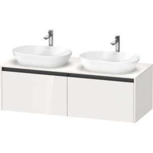 Duravit Ketho 2 wastafelonderbouwkast incl. consoleplaat met 2 laden voor dubbele waskommen 140x55x45.9cm met handgrepen antraciet hoogglans wit K24888B22220000