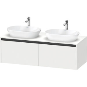 Duravit Ketho 2 wastafelonderbouwkast incl. consoleplaat met 2 laden voor dubbele waskommen 140x55x45.9cm met handgrepen antraciet wit mat K24888B18180000