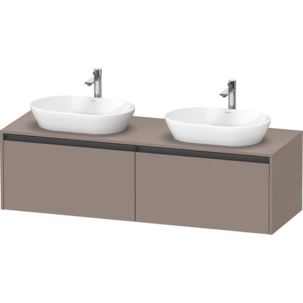 duravit ketho 2 wastafelonderbouwkast incl. consoleplaat met 2 laden voor dubbele waskommen 160x55x45.9cm met handgrepen antraciet basalt mat sw772772