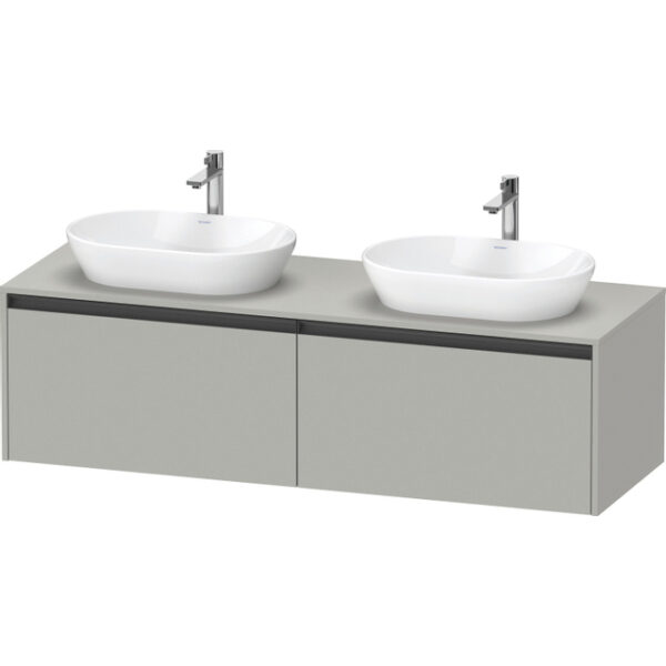 duravit ketho 2 wastafelonderbouwkast incl. consoleplaat met 2 laden voor dubbele waskommen 160x55x45.9cm met handgrepen antraciet betongrijs mat sw772674