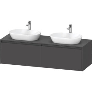 Duravit Ketho 2 wastafelonderbouwkast incl. consoleplaat met 2 laden voor dubbele waskommen 160x55x45.9cm met handgrepen antraciet grafiet mat K24889B49490000