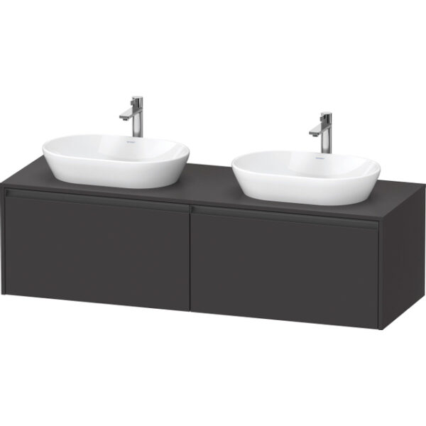 Duravit Ketho 2 wastafelonderbouwkast incl. consoleplaat met 2 laden voor dubbele waskommen 160x55x45.9cm met handgrepen antraciet grafiet supermat K24889B80800000