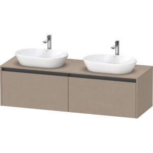 Duravit Ketho 2 wastafelonderbouwkast incl. consoleplaat met 2 laden voor dubbele waskommen 160x55x45.9cm met handgrepen antraciet Linnen mat K24889B75750000