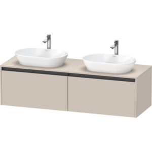 duravit ketho 2 wastafelonderbouwkast incl. consoleplaat met 2 laden voor dubbele waskommen 160x55x45.9cm met handgrepen antraciet taupe mat sw771865