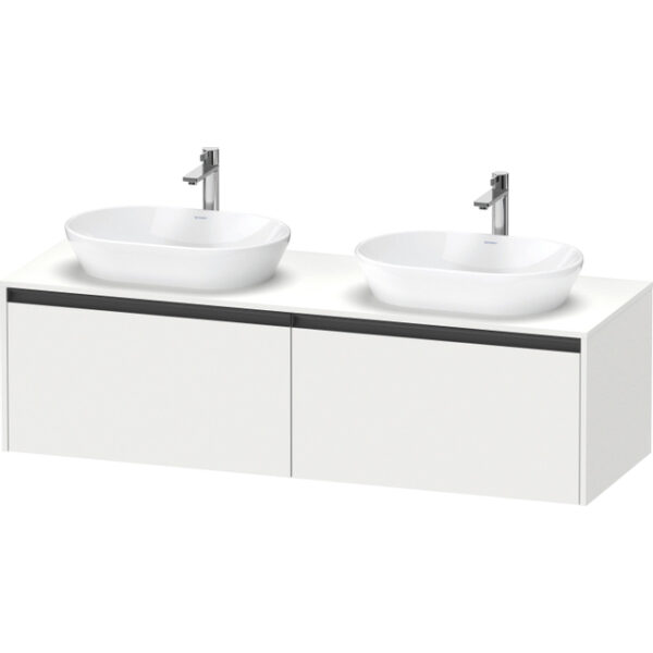 duravit ketho 2 wastafelonderbouwkast incl. consoleplaat met 2 laden voor dubbele waskommen 160x55x45.9cm met handgrepen antraciet wit mat sw772876