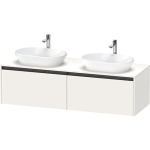 duravit ketho 2 wastafelonderbouwkast incl. consoleplaat met 2 laden voor dubbele waskommen 160x55x45.9cm met handgrepen antraciet wit supermat sw772729