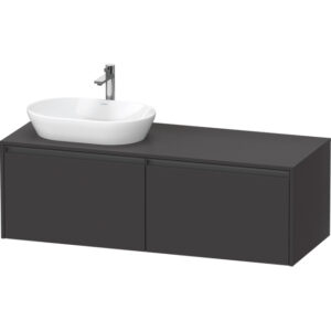 Duravit Ketho 2 wastafelonderbouwkast incl. consoleplaat met 2 laden voor waskom links 140x55x45.9cm met handgrepen antraciet grafiet supermat K24888L80800000