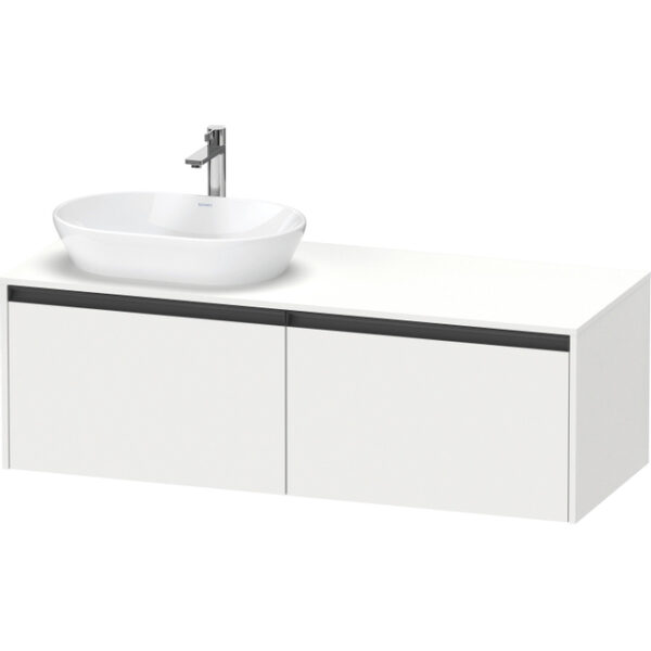 Duravit Ketho 2 wastafelonderbouwkast incl. consoleplaat met 2 laden voor waskom links 140x55x45.9cm met handgrepen antraciet wit mat K24888L18180000