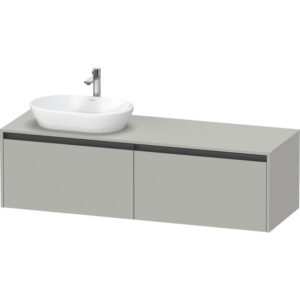 Duravit Ketho 2 wastafelonderbouwkast incl. consoleplaat met 2 laden voor waskom links 160x55x45.9cm met handgrepen antraciet betongrijs mat K24889L07070000