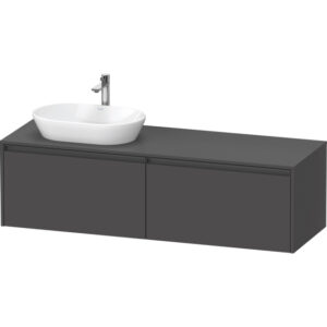 duravit ketho 2 wastafelonderbouwkast incl. consoleplaat met 2 laden voor waskom links 160x55x45.9cm met handgrepen antraciet grafiet mat sw772350