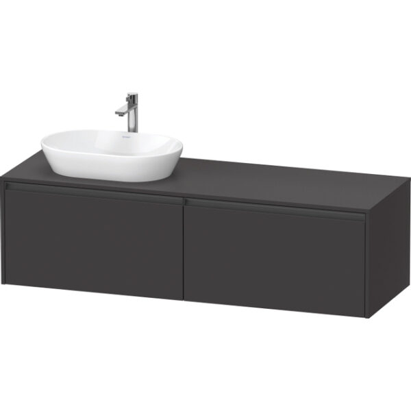 Duravit Ketho 2 wastafelonderbouwkast incl. consoleplaat met 2 laden voor waskom links 160x55x45.9cm met handgrepen antraciet grafiet supermat K24889L80800000