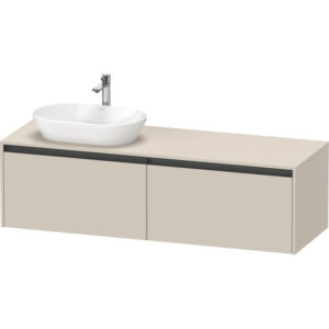 Duravit Ketho 2 wastafelonderbouwkast incl. consoleplaat met 2 laden voor waskom links 160x55x45.9cm met handgrepen antraciet taupe supermat K24889L83830000