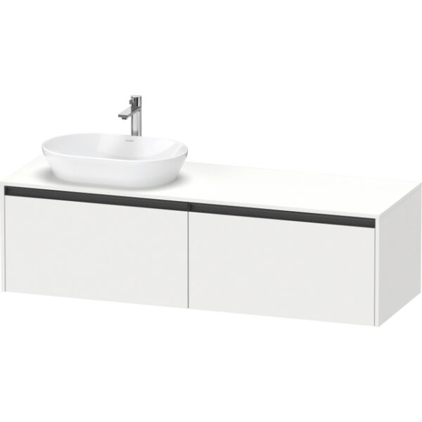 duravit ketho 2 wastafelonderbouwkast incl. consoleplaat met 2 laden voor waskom links 160x55x45.9cm met handgrepen antraciet wit mat sw772076