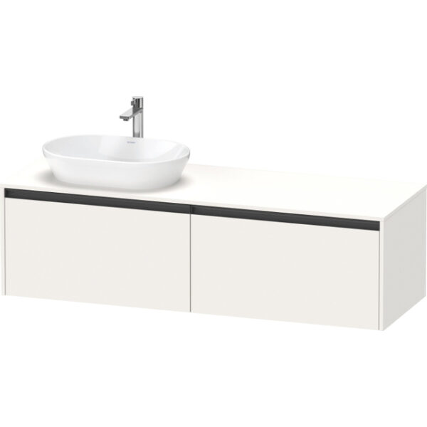 Duravit Ketho 2 wastafelonderbouwkast incl. consoleplaat met 2 laden voor waskom links 160x55x45.9cm met handgrepen antraciet wit supermat K24889L84840000