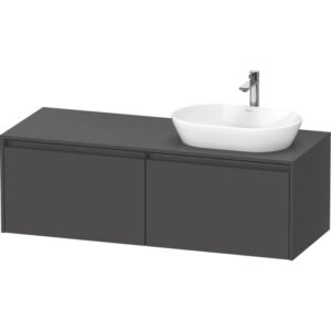 Duravit Ketho 2 wastafelonderbouwkast incl. consoleplaat met 2 laden voor waskom rechts 140x55x45.9cm met handgrepen antraciet grafiet mat K24888R49490000