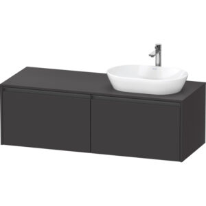 duravit ketho 2 wastafelonderbouwkast incl. consoleplaat met 2 laden voor waskom rechts 140x55x45.9cm met handgrepen antraciet grafiet supermat sw772395