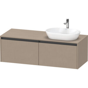 duravit ketho 2 wastafelonderbouwkast incl. consoleplaat met 2 laden voor waskom rechts 140x55x45.9cm met handgrepen antraciet linnen mat sw773044