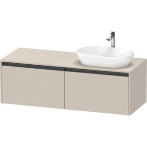 Duravit Ketho 2 wastafelonderbouwkast incl. consoleplaat met 2 laden voor waskom rechts 140x55x45.9cm met handgrepen antraciet taupe mat K24888R91910000