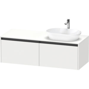 Duravit Ketho 2 wastafelonderbouwkast incl. consoleplaat met 2 laden voor waskom rechts 140x55x45.9cm met handgrepen antraciet wit mat K24888R18180000