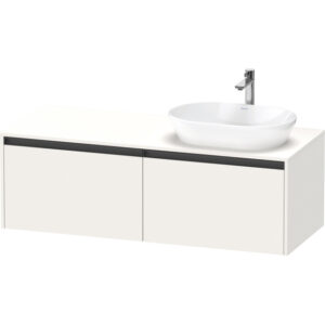 duravit ketho 2 wastafelonderbouwkast incl. consoleplaat met 2 laden voor waskom rechts 140x55x45.9cm met handgrepen antraciet wit supermat sw772241