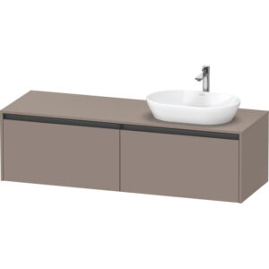 duravit ketho 2 wastafelonderbouwkast incl. consoleplaat met 2 laden voor waskom rechts 160x55x45.9cm met handgrepen antraciet basalt mat sw772779