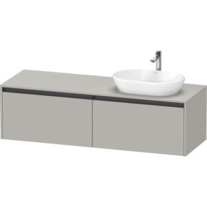 duravit ketho 2 wastafelonderbouwkast incl. consoleplaat met 2 laden voor waskom rechts 160x55x45.9cm met handgrepen antraciet betongrijs mat sw772651