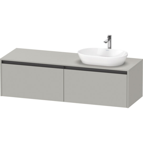 duravit ketho 2 wastafelonderbouwkast incl. consoleplaat met 2 laden voor waskom rechts 160x55x45.9cm met handgrepen antraciet betongrijs mat sw772651