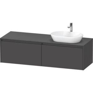 Duravit Ketho 2 wastafelonderbouwkast incl. consoleplaat met 2 laden voor waskom rechts 160x55x45.9cm met handgrepen antraciet grafiet mat K24889R49490000