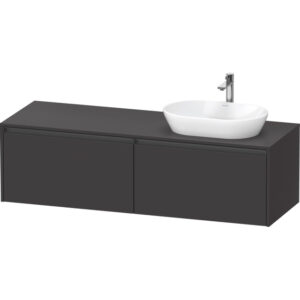 duravit ketho 2 wastafelonderbouwkast incl. consoleplaat met 2 laden voor waskom rechts 160x55x45.9cm met handgrepen antraciet grafiet supermat sw772952