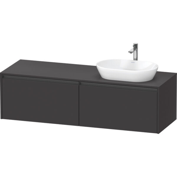 duravit ketho 2 wastafelonderbouwkast incl. consoleplaat met 2 laden voor waskom rechts 160x55x45.9cm met handgrepen antraciet grafiet supermat sw772952