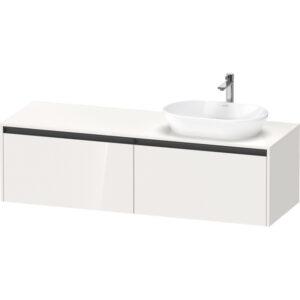 duravit ketho 2 wastafelonderbouwkast incl. consoleplaat met 2 laden voor waskom rechts 160x55x45.9cm met handgrepen antraciet hoogglans wit sw772914