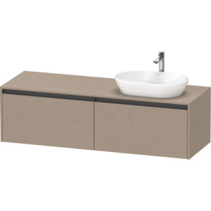 Duravit Ketho 2 wastafelonderbouwkast incl. consoleplaat met 2 laden voor waskom rechts 160x55x45.9cm met handgrepen antraciet Linnen mat K24889R75750000