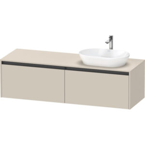 Duravit Ketho 2 wastafelonderbouwkast incl. consoleplaat met 2 laden voor waskom rechts 160x55x45.9cm met handgrepen antraciet taupe supermat K24889R83830000