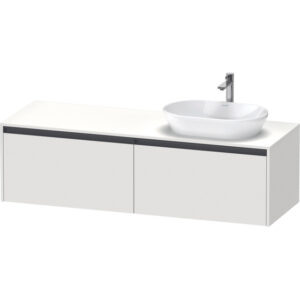 Duravit Ketho 2 wastafelonderbouwkast incl. consoleplaat met 2 laden voor waskom rechts 160x55x45.9cm met handgrepen antraciet wit mat K24889R18180000