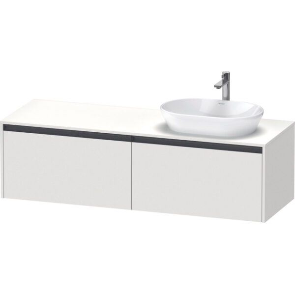 Duravit Ketho 2 wastafelonderbouwkast incl. consoleplaat met 2 laden voor waskom rechts 160x55x45.9cm met handgrepen antraciet wit mat K24889R18180000