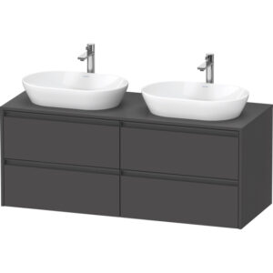 duravit ketho 2 wastafelonderbouwkast incl. consoleplaat met 4 laden voor dubbele waskommen 140x55x56.8cm met handgrepen antraciet grafiet mat sw772994