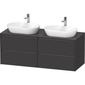 Duravit Ketho 2 wastafelonderbouwkast incl. consoleplaat met 4 laden voor dubbele waskommen 140x55x56.8cm met handgrepen antraciet grafiet supermat K24898B80800000