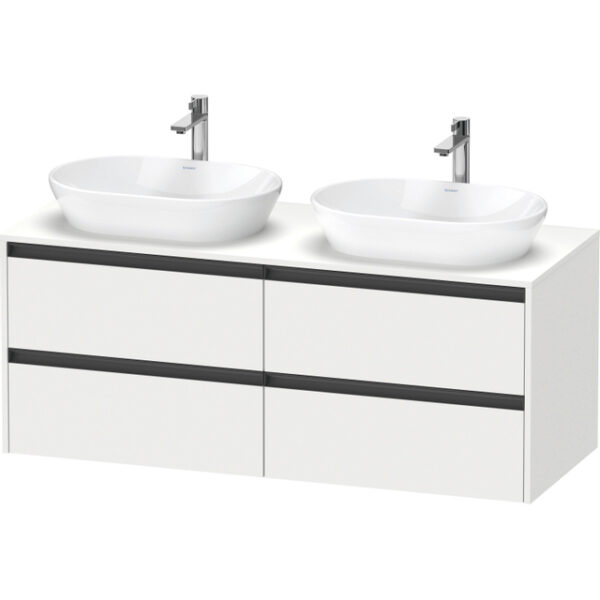 duravit ketho 2 wastafelonderbouwkast incl. consoleplaat met 4 laden voor dubbele waskommen 140x55x56.8cm met handgrepen antraciet wit mat sw772887