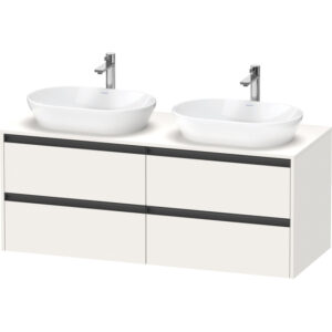 Duravit Ketho 2 wastafelonderbouwkast incl. consoleplaat met 4 laden voor dubbele waskommen 140x55x56.8cm met handgrepen antraciet wit supermat K24898B84840000