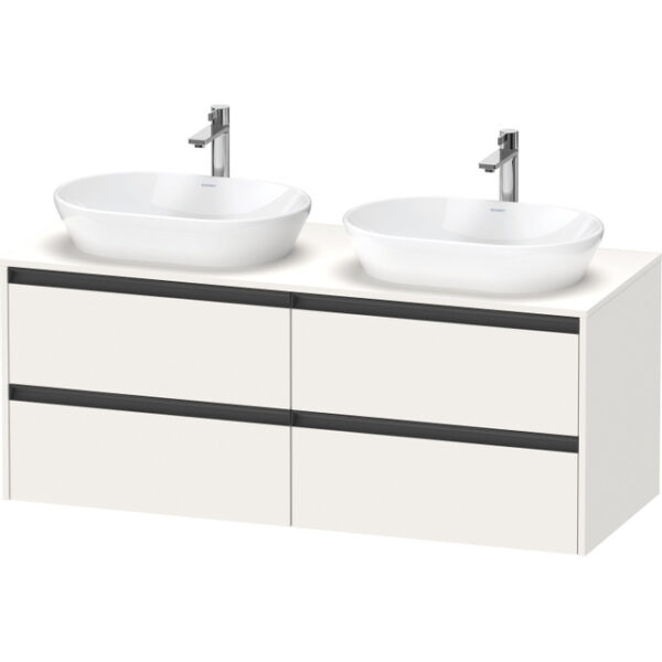 Duravit Ketho 2 wastafelonderbouwkast incl. consoleplaat met 4 laden voor dubbele waskommen 140x55x56.8cm met handgrepen antraciet wit supermat K24898B84840000