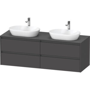 Duravit Ketho 2 wastafelonderbouwkast incl. consoleplaat met 4 laden voor dubbele waskommen 160x55x56.8cm met handgrepen antraciet grafiet mat K24899B49490000