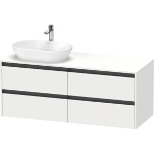 duravit ketho 2 wastafelonderbouwkast incl. consoleplaat met 4 laden voor waskom links 140x55x56.8cm met handgrepen antraciet wit mat sw772290