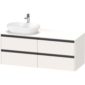 Duravit Ketho 2 wastafelonderbouwkast incl. consoleplaat met 4 laden voor waskom links 140x55x56.8cm met handgrepen antraciet wit supermat K24898L84840000