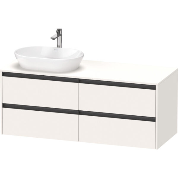 Duravit Ketho 2 wastafelonderbouwkast incl. consoleplaat met 4 laden voor waskom links 140x55x56.8cm met handgrepen antraciet wit supermat K24898L84840000