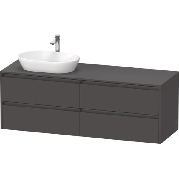 duravit ketho 2 wastafelonderbouwkast incl. consoleplaat met 4 laden voor waskom links 160x55x56.8cm met handgrepen antraciet grafiet mat sw772982